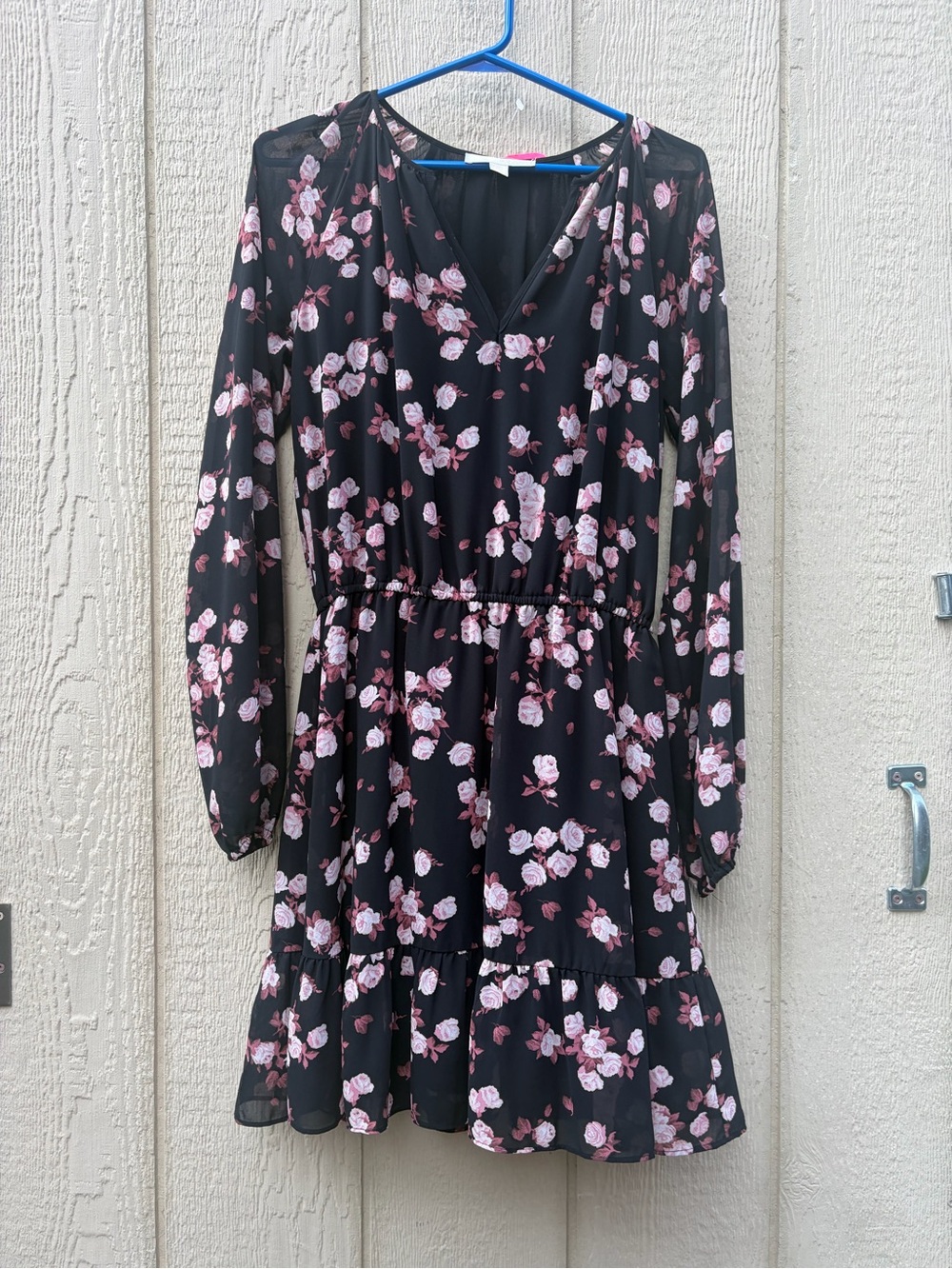 Michael Kors Black Long Sleeve Floral Dress